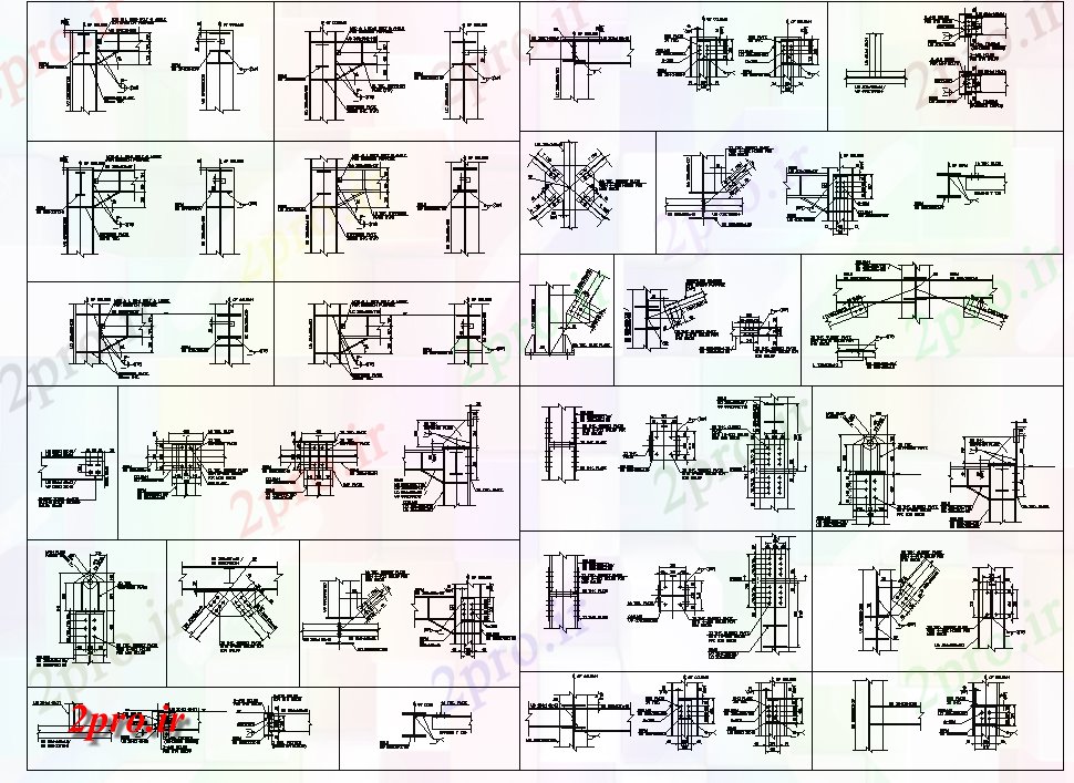 دانلود نقشه جزئیات ساختار ساخت فولاد طرحی جزئیات (کد79515)