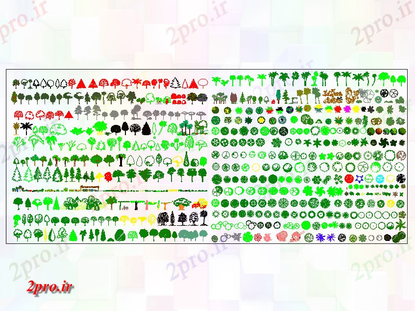 دانلود نقشه اتوماسیون باغ  درختان و  گیاهی طرحی بلوک جزئیات (کد79528)