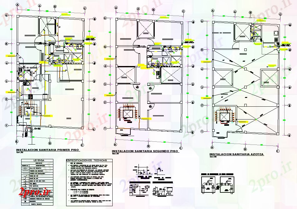 دانلود نقشه جزئیات لوله کشی آب خط لوله  طرحی خانه اتوکد (کد79572)