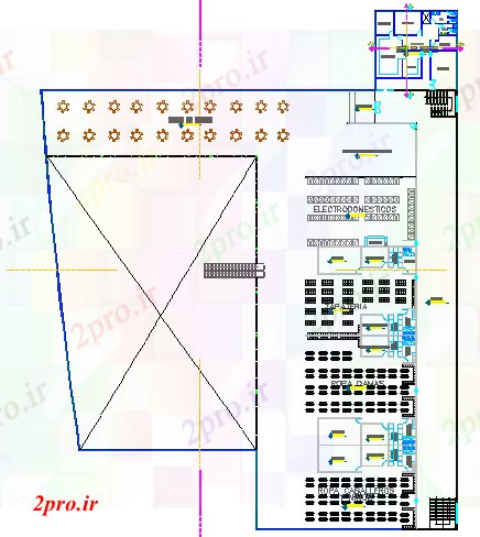 دانلود نقشه هایپر مارکت  - مرکز خرید - فروشگاه نخست طرحی طبقه جزئیات طرحی از بازار خرید (کد79657)