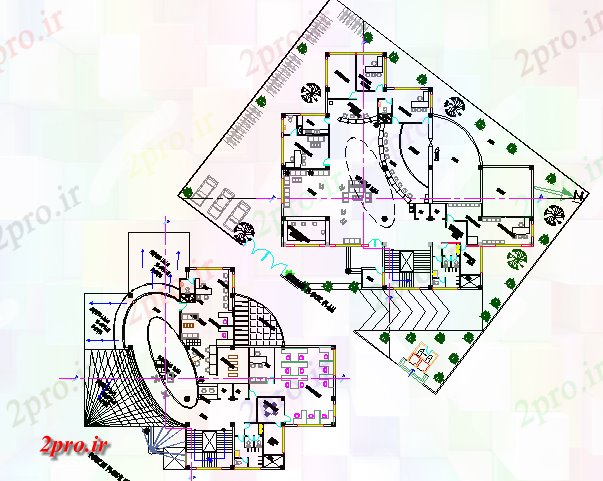دانلود نقشه بانک ها جزئیات طراحی معماری بانک ساخت و ساز 29 در 32 متر (کد79680)