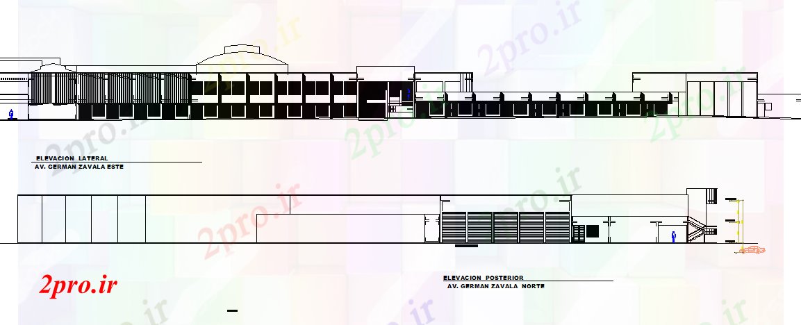 دانلود نقشه ساختمان مرتفعبزرگ جزئیات ساختمان نما 107 در 143 متر (کد79693)