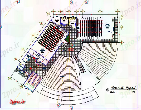 دانلود نقشه هایپر مارکت  - مرکز خرید - فروشگاه طرحی طبقه سوم جزئیات طرحی خرید مینی مرکز (کد79720)