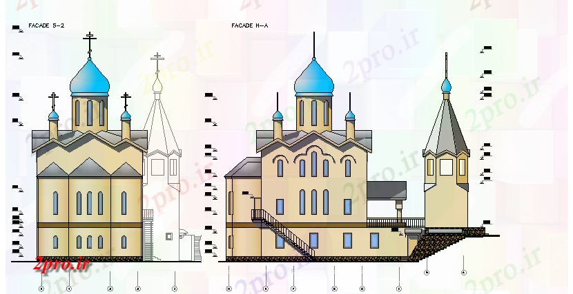 دانلود نقشه کلیسا - معبد - مکان مذهبی پایان مواد جزئیات نما کلیسا (کد79735)