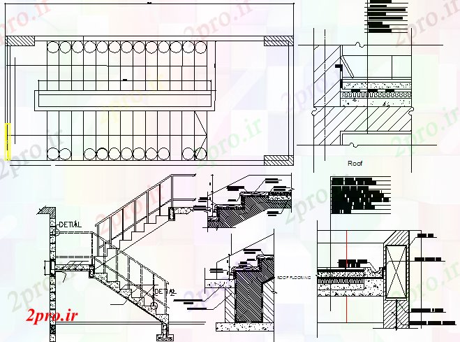 دانلود نقشه ساختمان اداری - تجاری - صنعتی برش مقطعی و جزئیات راه پله از ساختمان اداری (کد79749)