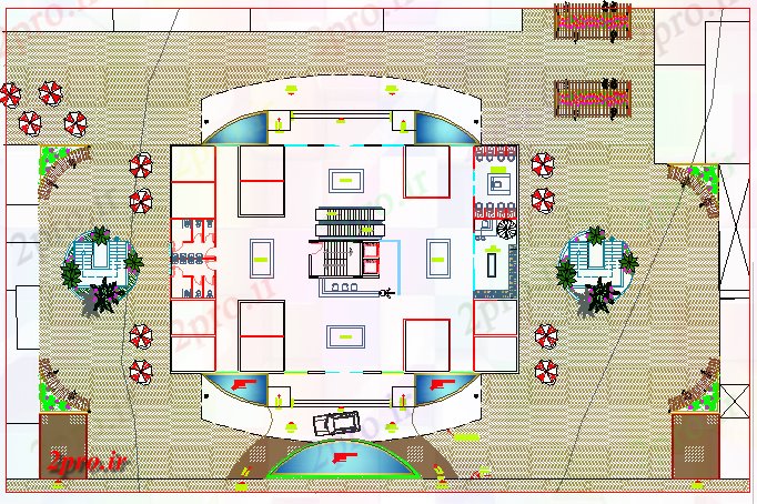دانلود نقشه ساختمان اداری - تجاری - صنعتی چند منظوره طبقه ساختمان جزئیات طرح 13 در 16 متر (کد79798)