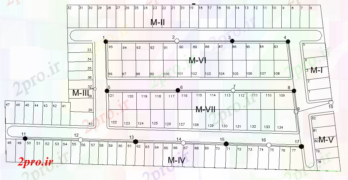 دانلود نقشه جزئیات ساخت و ساز بلوک تقسیم برنامه ریزی  چیدمان (کد79816)