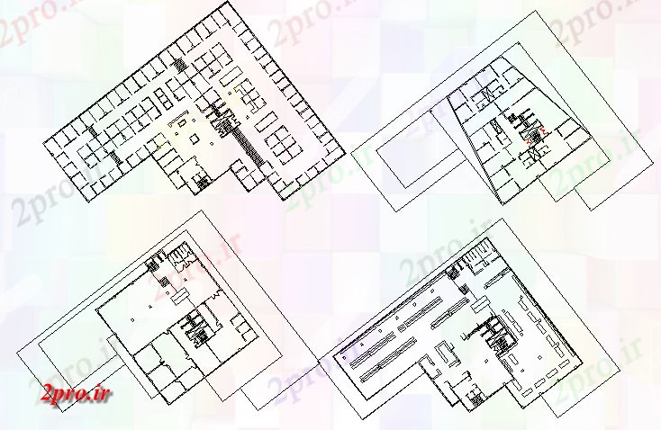 دانلود نقشه ساختمان اداری - تجاری - صنعتی چهار طبقه طرحی جزئیات طرحی ساختمان تجاری 30 در 33 متر (کد79853)