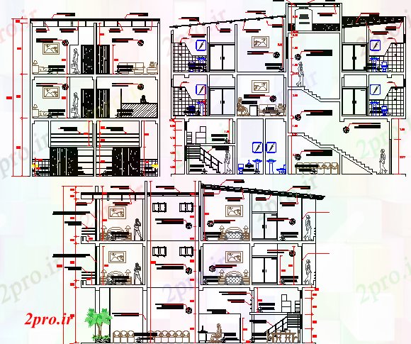 دانلود نقشه ساختمان اداری - تجاری - صنعتی همه طرفه جزئیات مقطعی از ساختمان تجاری 10 در 17 متر (کد79856)