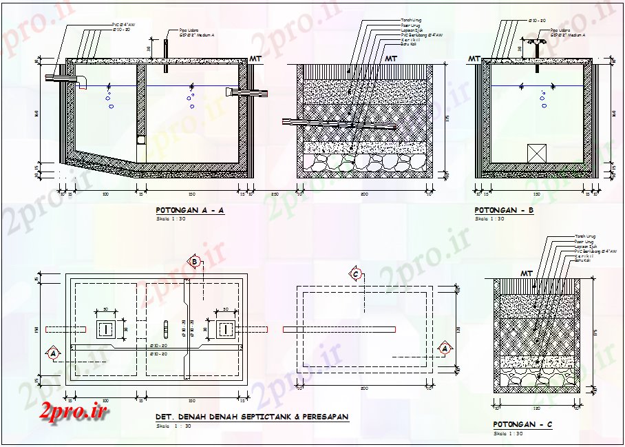 دانلود نقشه جزئیات ساخت و ساز سپتیک تانک  فرم  های مختلف با طرحی ساخت و ساز برای  دفتر  (کد79868)