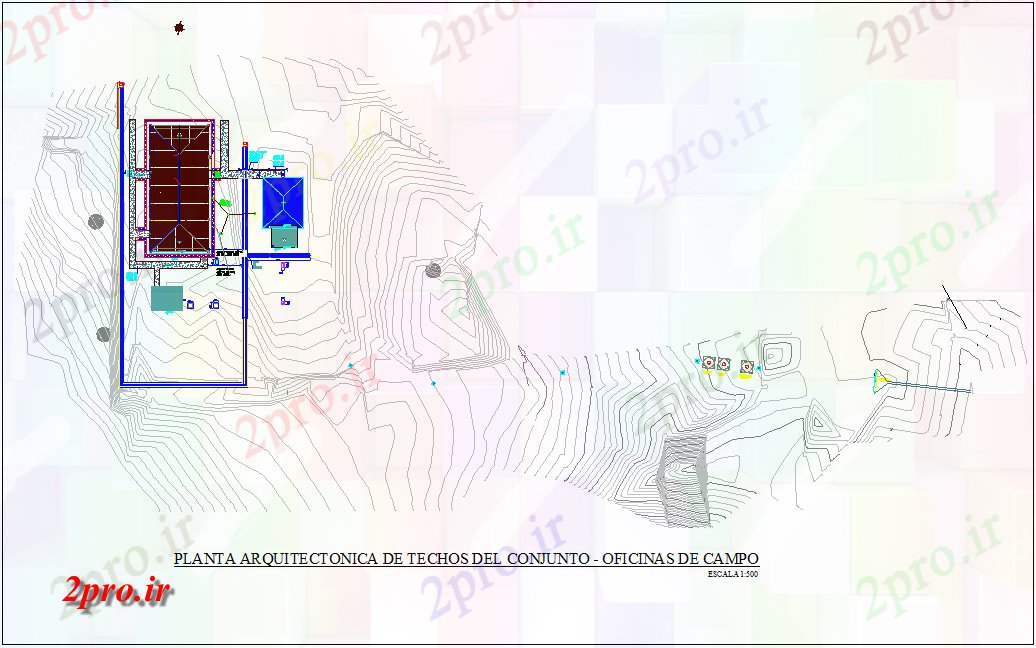 دانلود نقشه ساختمان اداری - تجاری - صنعتی طرحی مجموعه ای از سقف اداری با نمای معماری 12 در 28 متر (کد79879)