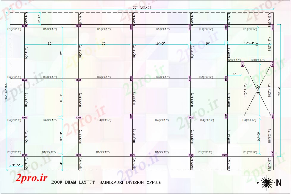 دانلود نقشه جزئیات تیر طراحی و طرحی بندی پرتو با دیدگاه ساختاری برای تقسیم  های اداری  سرباز (کد79937)
