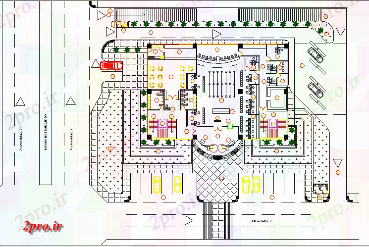 دانلود نقشه بانک ها طرحی ساختمان بانک منطقه ای طرحی معماری جزئیات 23 در 34 متر (کد79943)