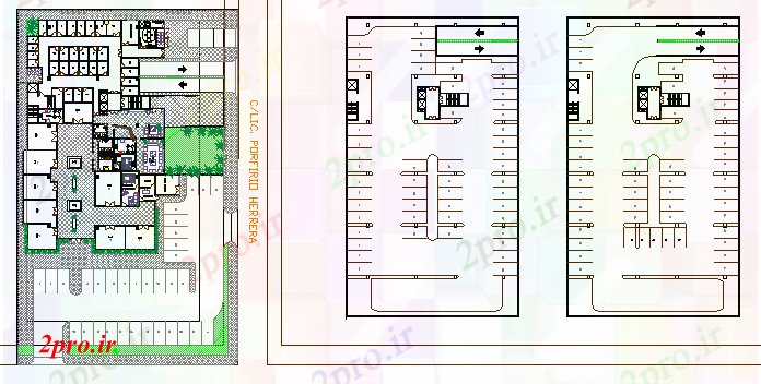 دانلود نقشه ساختمان اداری - تجاری - صنعتی شرکت ساخت و ساز محوطه سازی برج و طبقه همکف جزئیات (کد80010)