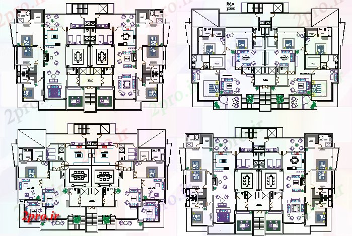 دانلود نقشه ساختمان اداری - تجاری - صنعتی جزئیات طراحی کف از چند کفپوش برج اداری ساخت (کد80011)