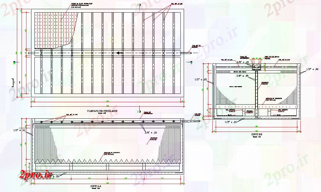 دانلود نقشه جزئیات ساخت و ساز قهوه جوش فیلتر  طرحی بوته (کد80066)
