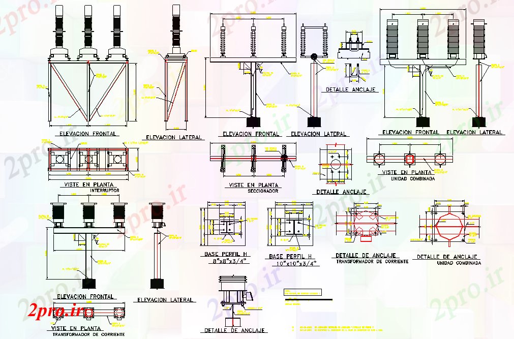 دانلود نقشه معماری نما ایستگاه فرعی برق و بخش  چیدمان (کد80122)