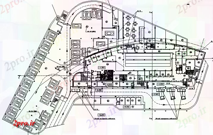 دانلود نقشه هایپر مارکت  - مرکز خرید - فروشگاه خرید طرحی مرکز با پارکینگ بازار جزئیات (کد80139)