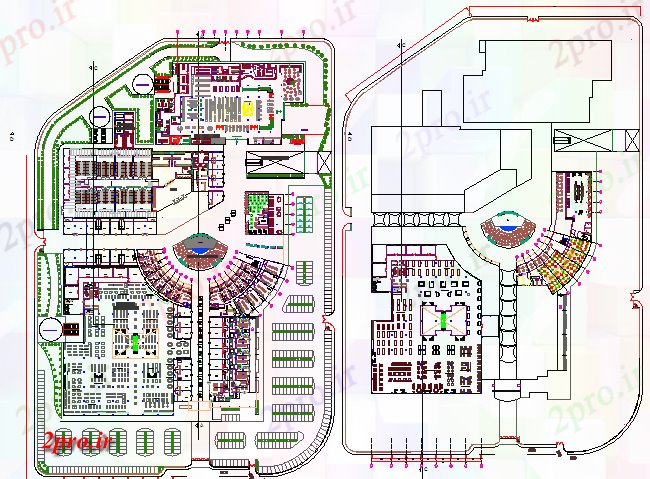 دانلود نقشه هایپر مارکت - مرکز خرید - فروشگاه خرید طرحی مرکز طرحی طبقه جزئیات 171 در 240 متر (کد80152)
