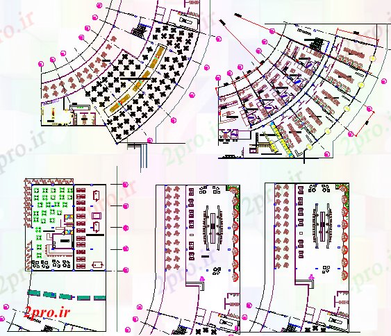 دانلود نقشه هایپر مارکت  - مرکز خرید - فروشگاه همه طبقه طرحی جزئیات طرحی از چند سطح مرکز خرید (کد80157)
