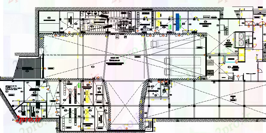 دانلود نقشه هایپر مارکت  - مرکز خرید - فروشگاه جزئیات زمین طراحی طبقه مرکز خرید (کد80158)