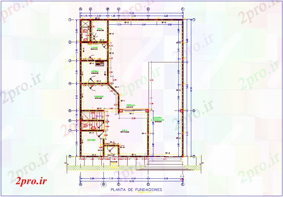 دانلود نقشه جزئیات ساخت و ساز  ساخت و ساز با طرحی پایه و اساس خانه برای دو سطح (کد80239)