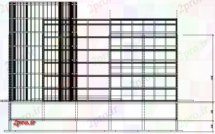 دانلود نقشه ساختمان اداری - تجاری - صنعتی دفتر لعاب ساختمان اصلی نما  (کد80253)
