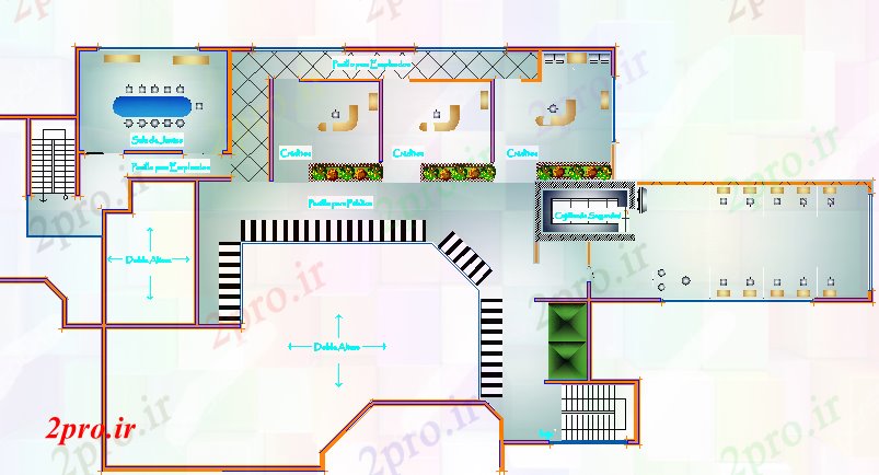 دانلود نقشه بانک ها اولین جزئیات طراحی طبقه از بانک ساخت و ساز 26 در 43 متر (کد80265)