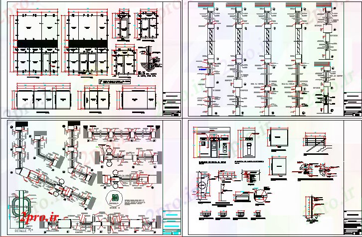 دانلود نقشه بانک ها جزئیات سازنده و مقطعی از آژانس بانک ساخت و ساز 12 در 21 متر (کد80272)