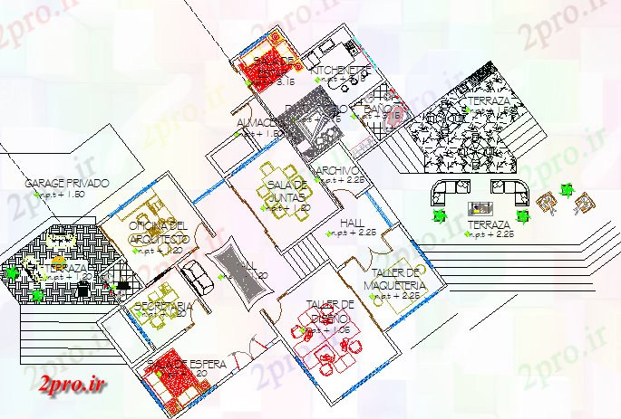 دانلود نقشه شرکت ، دفتر کار ، سازمان ، ادارهجزئیات طرحی دفتر کار مغازه طرحی معماری 17 در 17 متر (کد80286)