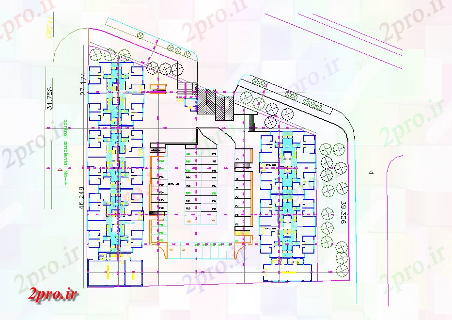 دانلود نقشه مسکونی ، ویلایی ، آپارتمان پروژه برنامه ریزی مسکن 64 در 67 متر (کد80314)