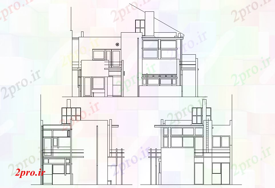 دانلود نقشه مسکونی ، ویلایی ، آپارتمان نما از خانواده تنها طرحی خانه 7 در 9 متر (کد80315)