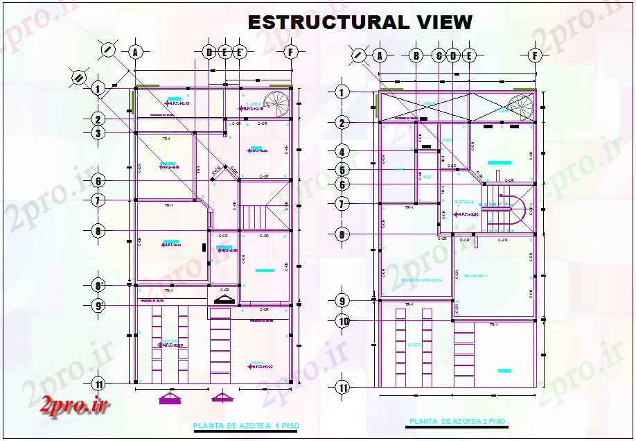 دانلود نقشه جزئیات ساختار طرحی سقف با طرحی طبقه اول و دوم با  ساختار برای خانه (کد80341)