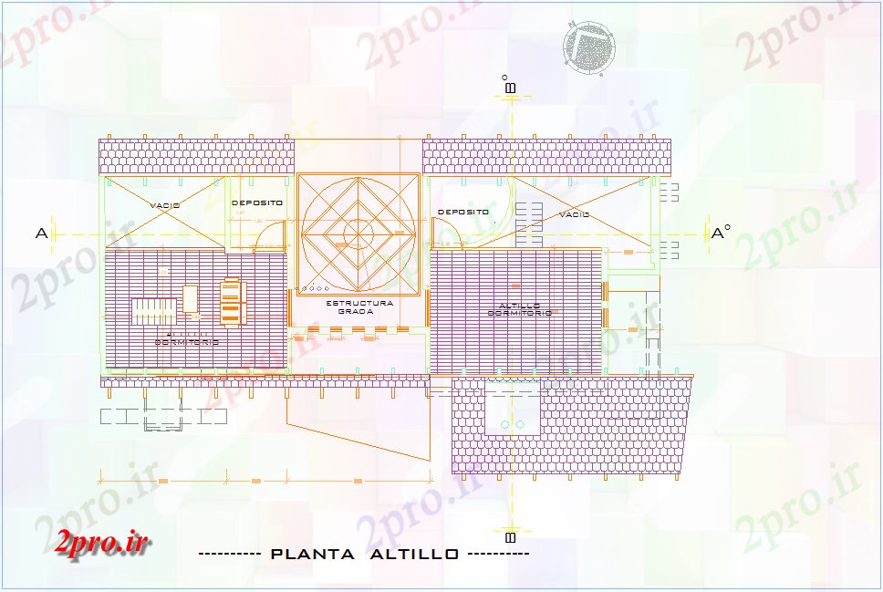 دانلود نقشه مسکونی ، ویلایی ، آپارتمان طرحی سقف از طرحی طبقه بالا خانه با نمای معماری 7 در 15 متر (کد80356)