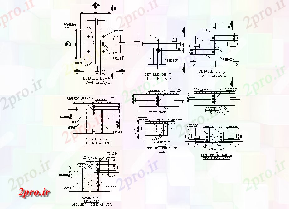 دانلود نقشه جزئیات ساخت و ساز فرم چهار چوب برای برج تلفن  (کد80379)
