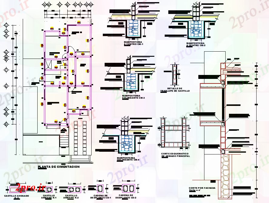 دانلود نقشه جزئیات ساخت و ساز جزئیات طرحی پایه جزئیات (کد80382)