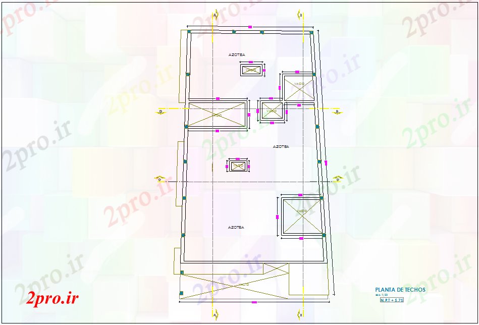 دانلود نقشه مسکونی ، ویلایی ، آپارتمان طرحی سقف خانه با نمای معماری 11 در 20 متر (کد80394)