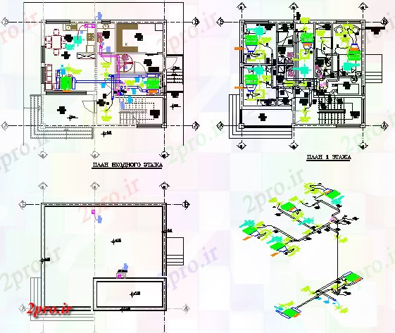 دانلود نقشه ساختمان اداری - تجاری - صنعتی طبقه ساختمان اداری طرحی کلی و جزئیات نمای ایزومتریک 9 در 11 متر (کد80398)