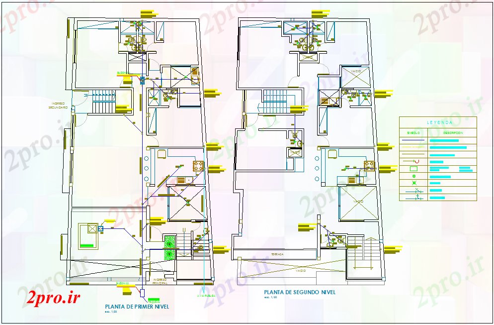دانلود نقشه تجهیزات بهداشتی اولین و طرحی طبقه دوم سطح اول  بهداشتی با افسانه خود را برای دو سطح خانه (کد80406)