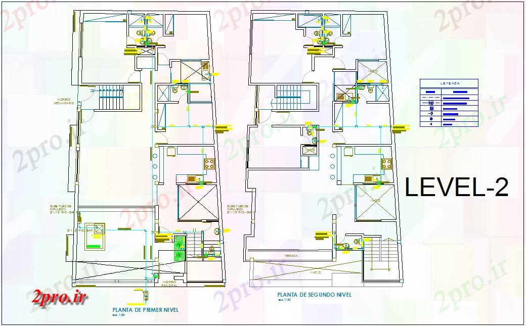 دانلود نقشه تجهیزات بهداشتی سطح دو اول و دوم طرحی طبقه از نظر بهداشتی با افسانه خود را برای دو سطح خانه (کد80432)