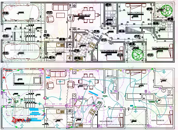 دانلود نقشه مسکونی  ، ویلایی ، آپارتمان   چند خانواده مسکن معماری پروژه های  (کد80442)