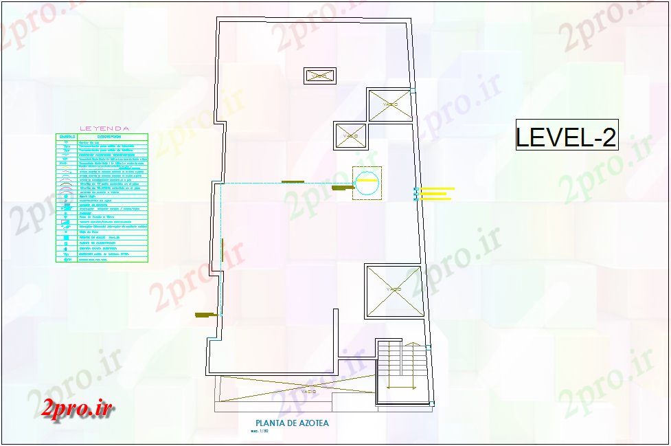 دانلود نقشه طراحی داخلی طرحی سقف بالا با منظره الکتریکی خانه با افسانه ای آن برای سطح دوم (کد80457)