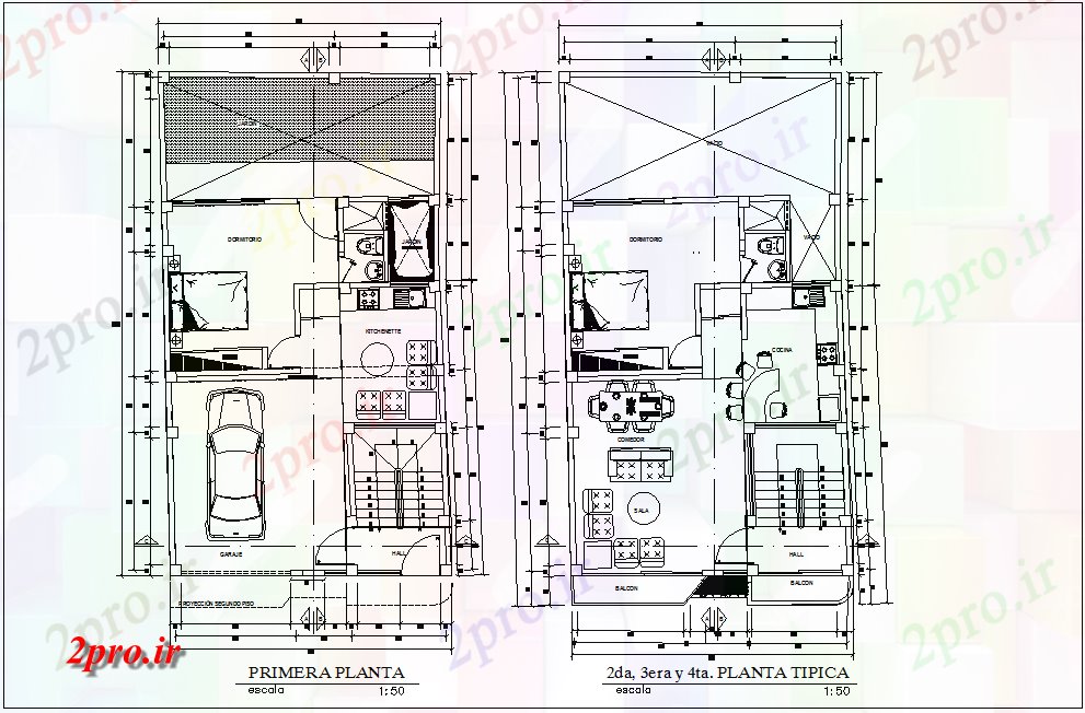 دانلود نقشه مسکونی ، ویلایی ، آپارتمان طرحی طبقه از خانه خانواده با معماری 7 در 10 متر (کد80491)