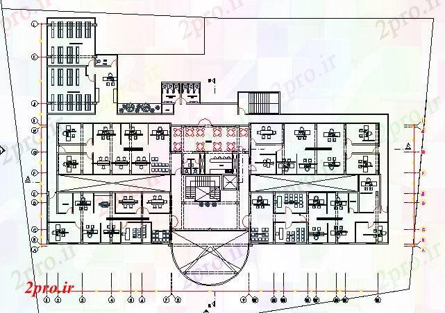 دانلود نقشه شرکت ، دفتر کار ، سازمان ، ادارهطرحی دفتر دادستان دو سطح طرحی معماری جزئیات 35 در 51 متر (کد80537)