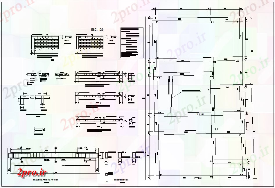 دانلود نقشه جزئیات ساخت و ساز طرحی بنیاد با  ستون با جزئیات پرتو با نمای ساخت و ساز برای خانه (کد80540)