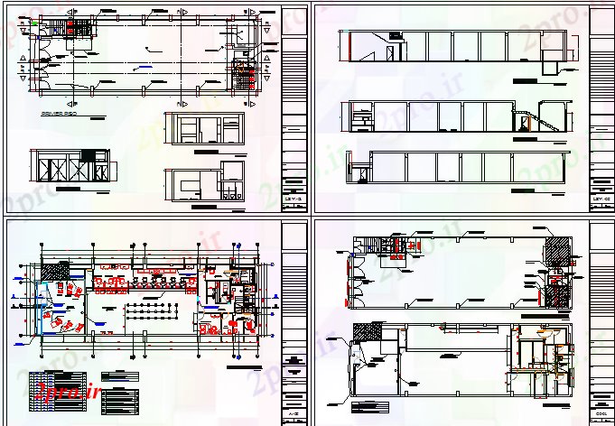 دانلود نقشه بانک ها دفتر بانک ساخت و ساز مقطعی و کف طراحی جزئیات 10 در 30 متر (کد80546)