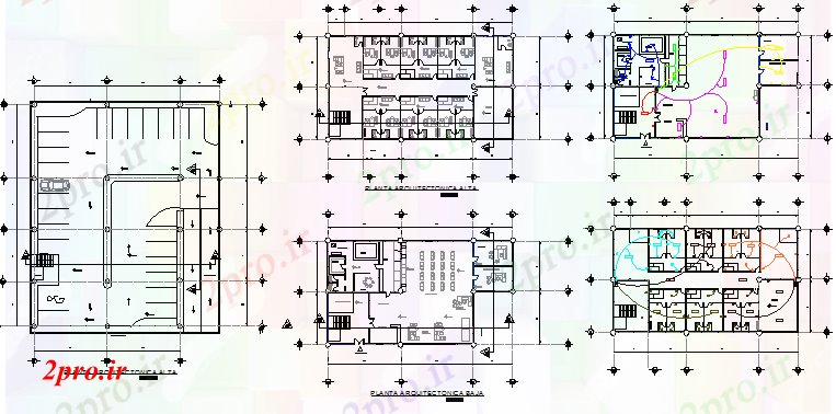 دانلود نقشه بانک ها پنج دان طرحی طبقه ساختمان اداری بانک جزئیات (کد80571)