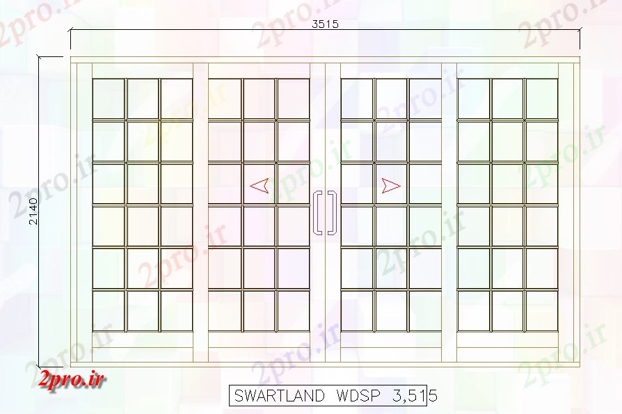 دانلود نقشه جزئیات طراحی در و پنجره  ویندوز نمای طرحی بلوک (کد80599)