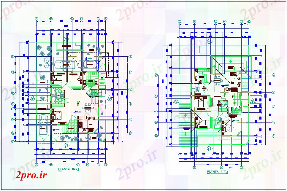 دانلود نقشه خانه های کوچک ، نگهبانی ، سازمانی - اولین و طرحی طبقه دوم دوبلکس با معماری 9 در 12 متر (کد80611)