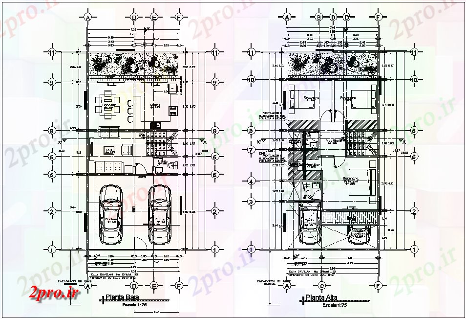 دانلود نقشه مسکونی ، ویلایی ، آپارتمان پایین و طبقه بالا طرحی محدوده اقامت با معماری 7 در 10 متر (کد80622)